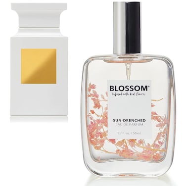 BlossomUnisex Eau De Parfum, Cruelty Free and Vegan Fragrance, Plant-based Perfume Spray, Infused with Real Flowers, Made in USA, 1.7oz, (Amber, Citrus, Cardamom, Ylang-Ylang), Sun-drenched