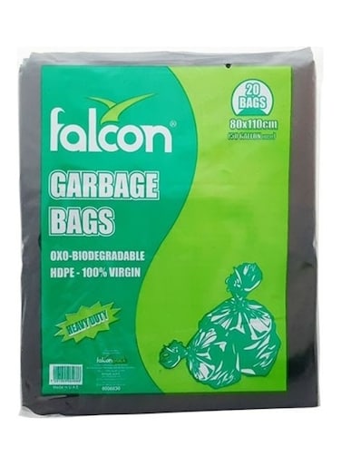 20-Piece Garbage Bags Black 80X110cm
