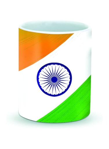 Stylizedd Designer Printed Coffee Mug with Heavy Duty Handle 11oz Ceramic Personalised Gift Mugs Cup [Microwave Safe &amp; Dishwasher Proof ] - Flag of India