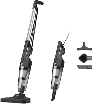 BOMIDI 17000Pa Ultra-Strong Handheld Vacuum Cleaner - 900mL Large Dust Cup, Quiet Suction, 5m Long Cable &amp; Washable Filter, Perfect for Hardwood/Carpet/Tile Floors (Black)