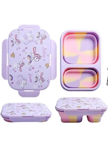 Folding Silicone Lunch Boxes For Kids (Purple)