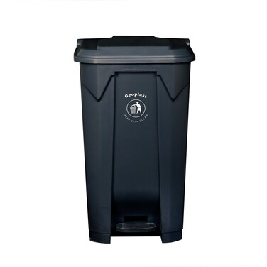 Polypropylene Plastic Dustbin with Plastic Pedal - 87 Liters, Black