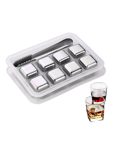 Piece Reusable Stainless Steel Ice Cubes Chilling Stones silver 15.50 x 4.00 x 11.20cm