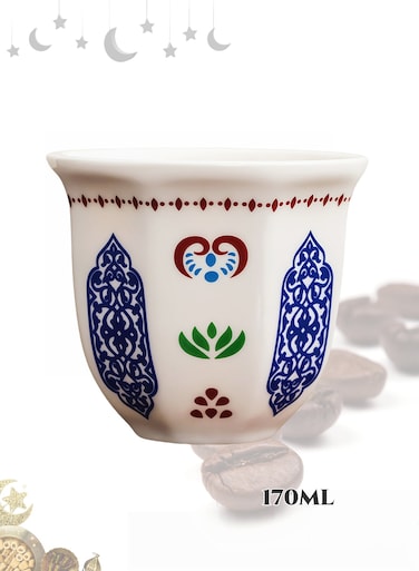 Espresso Ceramic Blue Traditional Pattern Coffee Cup Coffee Mug, Cup Wall Thickened,Heat Insulation, Smooth and Delicate Glaze, Microwave Safe,for Espresso, Latte ,Tea. for Kitchen Daily, Wedding Party, Hotel Restaurant,Ramadan Gifts