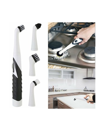 Electric Sonic Scrubber Super Cleaning Brush Household Cleaner Brush 4 in 1 Brush Heads