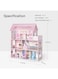 Wooden Dollhouse Triple Floor Castle Villa with Furniture and Accessories - Pink