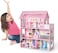Wooden Dollhouse Triple Floor Castle Villa with Furniture and Accessories - Pink