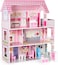Wooden Dollhouse Triple Floor Castle Villa with Furniture and Accessories - Pink