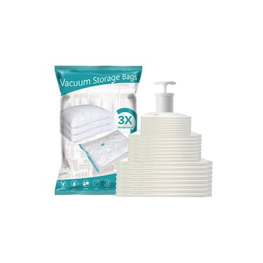 Vacuum Storage Bags 10-Pack (4Jumbo/3Large/3Med) with Hand Pump &ndash; Reusable Space Saver for Clothes