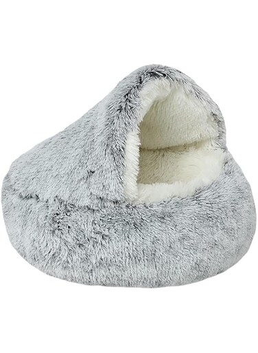 Ezmine Pet Tent Cave Bed For Small Cats Dogs Pets Plush Slipper Dog Bed Fluffy Puppy Sleeping Bag Warm Claming Cat Beds Kitty Bed Cozy Indoor Cave Bed For Kitten Dog Non-slip Bottom 50cm