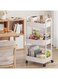 3-Tier Rolling Utility Cart with Wheels, Detachable Utility Storage Cart with Handle and Lockable Casters, Multi-Functional Storage Trolley for Office, Kitchen,Bathroom, White
