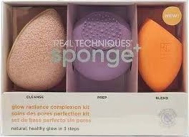 REAL TECHNIQUES SPONGE+ GLOW RADIANCE COMPLEXION SET