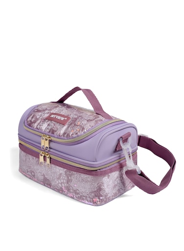 VIEW Kids Lunch Bag-Double-Decker Cooler Insulated Lunch Box for Boys Girls,Washable Lunch Bag with Strap and Reusable Toddler Lunchbox for School and Picnic-25.4 * 15 * 14CM(Purple)