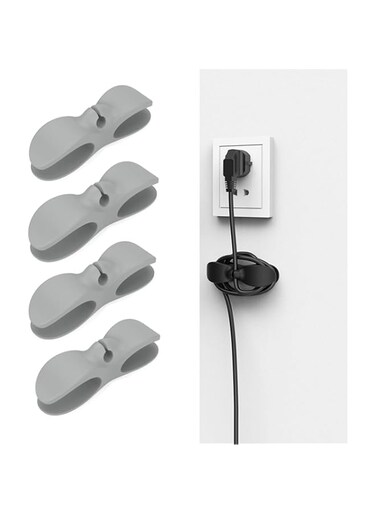 PUCHEN 4 Piece Kitchen Wire Winder, Appliance Wire Organizer, Wire Storage Attachment Cord Organizer, Two Leaf Cable Organizer For Home Blenders, Coffee Makers, Air Fryers And More (4 Piece, Grey)