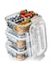Glass Meal Prep Containers 3 Compartment - Bento Box Containers Glass Food Storage Containers with Lids - Food Containers Food Prep Containers Glass Storage Containers with lids Lunch Containers 3pk