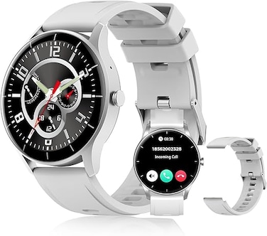 PEJE Smart Watches For Men,1.28" Display,Prayer Alerts,Arabic Support,Bluetooth Calls,IP68 Waterproof,Spo2/Hr/Sleep Tracking,123+ Sports Modes,7-Day Battery (230mah),Ios/Android.(Silver)