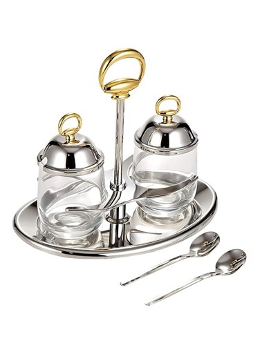 Regent Double Jam Jar Set - 5 Pieces - Silver