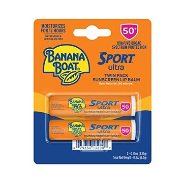 Banana Boat Sport Ultra SPF 50 Lip Sunscreen 2 Pack, Balm Pack, 50, Oxybenzone Free Sunscreen, Sunblock, Travel Size For Lips Twin