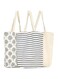 Oasisgalore Reusable Tote Bags, Cotton Canvas Cloth for Grocery, Shopping (3 Designs, 15x16.5 inches)