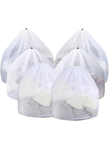 Kelamayi Mesh Laundry Bags,6 Pack Drawstring Organizer Washing Bags for Washing Machine,Travel, Delicates, Toy Storage, College Dorm and Apartment Dwellers