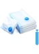 6-Pack of Vacuum Storage Bags, Reusable Compression Bags, Space Saver Sealer Compression Bags with Travel Hand Pump for Clothes Storage (2 medium, 2 large, 1 Extra Large 1 hand pump) (Set of 6)