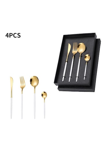 White handle Silverware 4 Piece Family Dinnerware Set Flatware Set Service Tableware Sets Cutlery