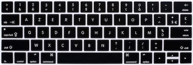 US Layout French (AZERTY) Silicone Keyboard Cover Compatible with MacBook Pro 13/15 Inch with Touch Bar - Models:-A1706/A1707/A1989/A1990/A2159   Release 2016-2019" Black