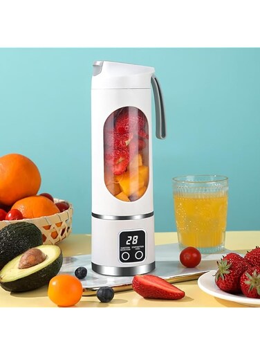 Portable Blender Machines, 450ml Crush Ice Fruit Juicer USB Rechargeable, Cordless Travel Blender Portable Smoothie Blender On the Go, Frozen Fruits, Veggies with 12 Sharp Blades Travel Home Sports