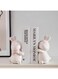RISKIV Cute Rabbit Bookends,Decorative Bookends, Cute Bookends,Book Ends for Shelves,Book Ends for Kids Rooms, Kids Bookends can accommodate 1 to 4 Books(White)