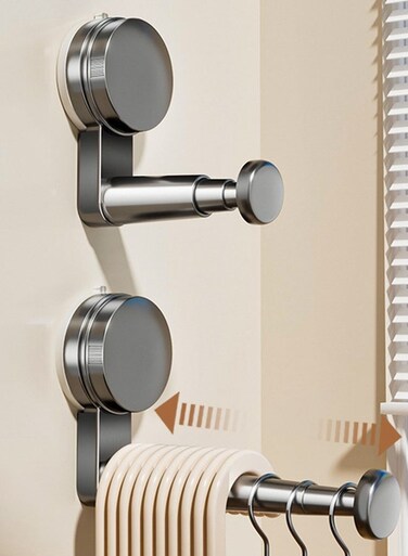 2PCS Retractable Clothes Rack Suction Holder Clothes Drying Rack Suction Cup Laundry Hanger Portable Clothes Hanging Rack Closet Organizer For Balcony Hotel Bathroom Travel