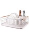 NW Dish Drying Rack for Kitchen Counter - Modern Wood Handle Dish Rack with Drain Board &amp; Utensil Holder, Compact Cutlery Dish Drainer Rustproof