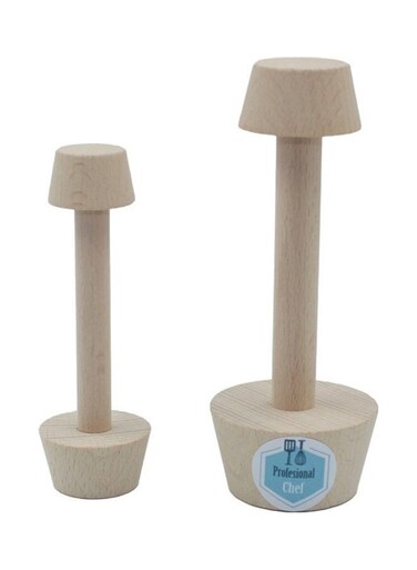 Chef 2-Piece Double Side Wooden Egg Tart Pastry Pusher Tool Beige 15, 12cm