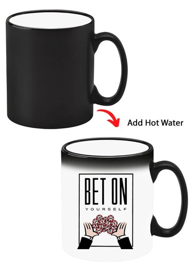 Color Changing Heat Sensitive Ceramic Mug, Image Revealed When HOT Liquid is Added! Bet on yourself