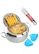DORAIMI123 Deep Fryer Pot, 9.5 Inch/3.4 L Janpanese Style Tempura Frying Pot with Lid, 304 Stainless Steel with Temperature Control and Oil Drip Drainer Rack, for Kitchen French Fries, Chicken etc