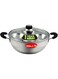 iBELL 2P08G Multi Purpose Kadai with Idli Maker Stainless Steel, 2 Plates 8 Idlies, with Glass Lid