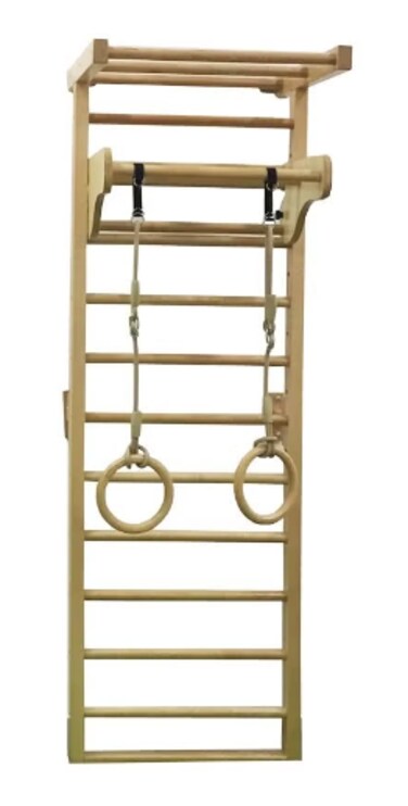 Kid Wooden Pull-Up Ladder Climbing Frame Multifunctional Rib Climber Wall Holds Horizontal Bar
