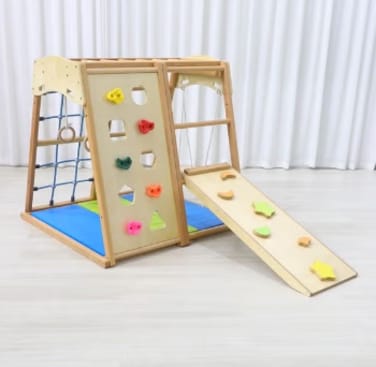 Kids Indoor Climbing Play Equipment Montessori Baby Climber Rock Dome Frame With Swing For Toddler