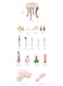 Girl Pink Simulation Playhouse Makeup Toy Wooden Dressing Table And Chair Toy Set With 16 Pcs Accessories