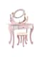 Girl Pink Simulation Playhouse Makeup Toy Wooden Dressing Table And Chair Toy Set With 16 Pcs Accessories
