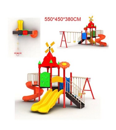Outdoor Playground Equipment Kids Plastic Swing And Slide Set