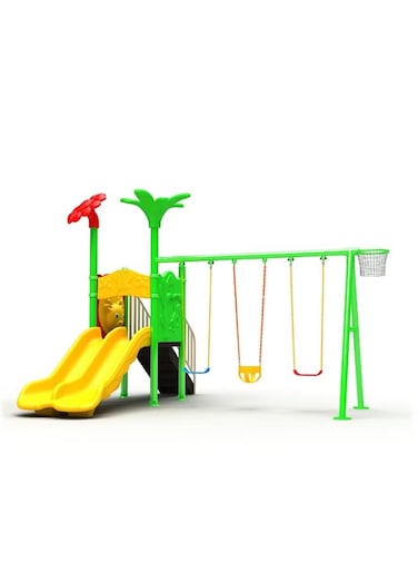 Active Outdoors! Children'S Fun Combination Of Single Yellow Slide And Swing
