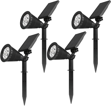 MODI Pack of 4 Solar Spike Light - 2W, SMD LED Warm White Light   Outdoor LED Landscape Light Waterproof   Spotlight with Spiked Stand for Garden, Lawn, Backyard (Warm White)