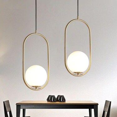 VMAX E27 Modern Pendant Light   Golden Mid-Century Ceiling Light for Home   Antique Brass Hanging Lamp
