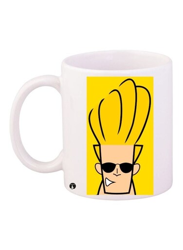 Men Printed Ceramic Coffee Mug White/Yellow/Black 11ounce