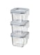 jqm Food Container With Lid Square Glass 180 Ml Pack Of 3