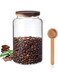 Large Glass Coffee Storage Jar with Lids Spoon Thicken Glass Coffee Canister Borosilicate Glass Food Containers for Ground Coffee Beans Nut Pasta Sugar Candy Spice Rice Loose Tea (2800ml/94oz)