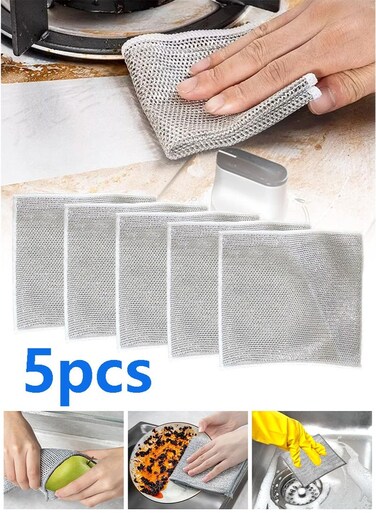 Multipurpose Wire Dishwashing Rags for Wet and Dry, 2026 New Reusable Non Scratch Wire Dishcloth, Premium Scrubbing Wire Dishwashing Rags for Scrubs Dishes, Sinks Cleans