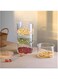 IEW Spice Jars with Lid, 4-Tier Stackable Glass Jars with Airtight Bamboo Lid, Microwavable Food Storage Containers for Fruit Vegetable Salad, Large Clear Glass Canister for Candy Cookie