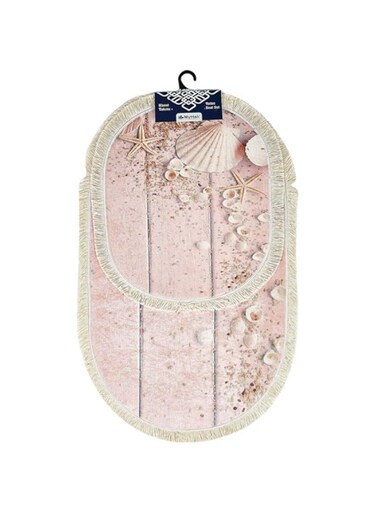 MyHali Anti-Slip Oval Bath Mat Set Digital Printed Water Absorbing Mat- 2 pcs (100x60cm &amp; 60x50cm) (Print1)