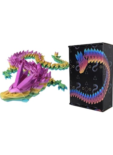 AXICIR 3D Printed Beautiful Flexible Crystal Dragon Figurine Decor Adults Fidget Toys (Dragon)